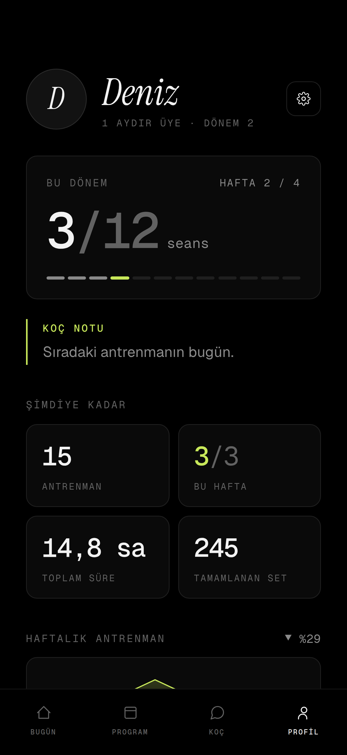 Voom'da ilerleme ekranı