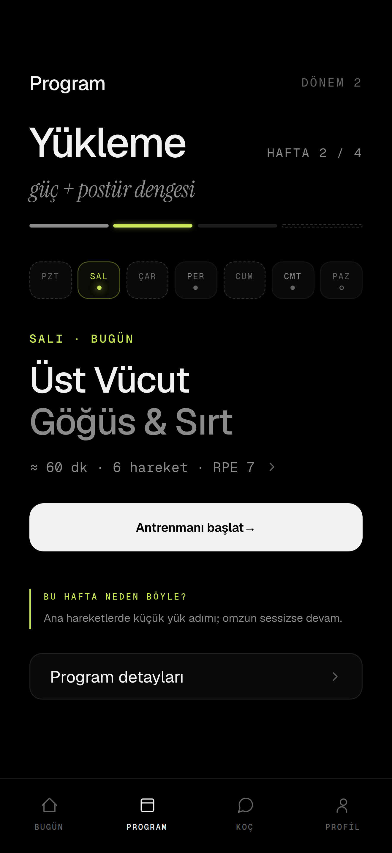 Voom'da haftalık program ekranı
